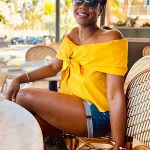 Gold off the shoulder blouse